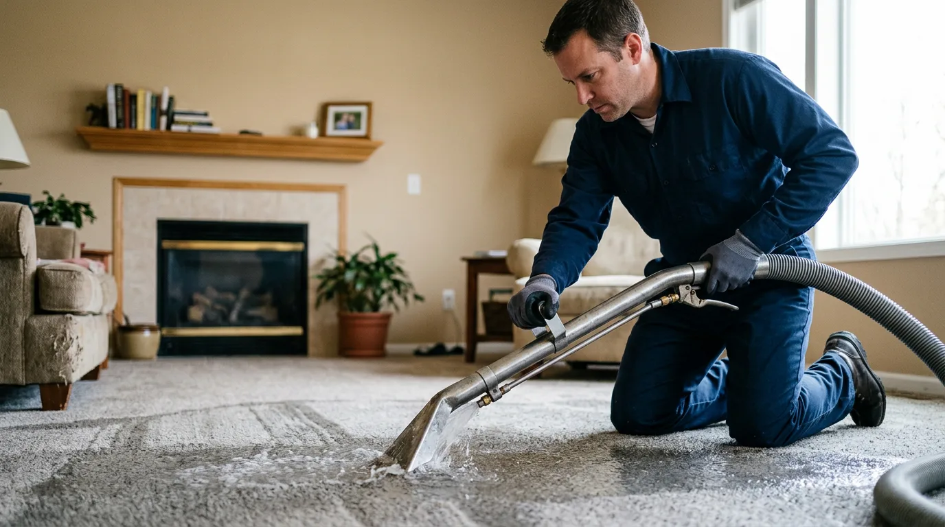 Water damage restoration technician working near Elgin, ND